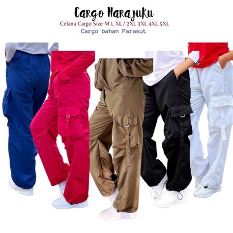 Jual Celana Cargo Harajuku Celana Saja Warna Bahan Parasut Unisex