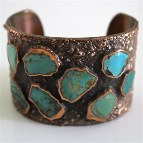 Vintage Bell Trading Post Navajo Copper Turquoise Cuf Gem