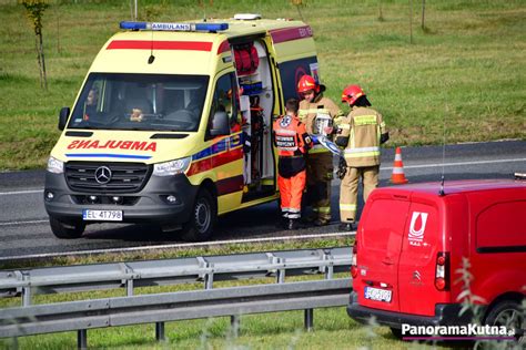 Poważny wypadek na autostradzie pod Kutnem na miejscu wszystkie służby