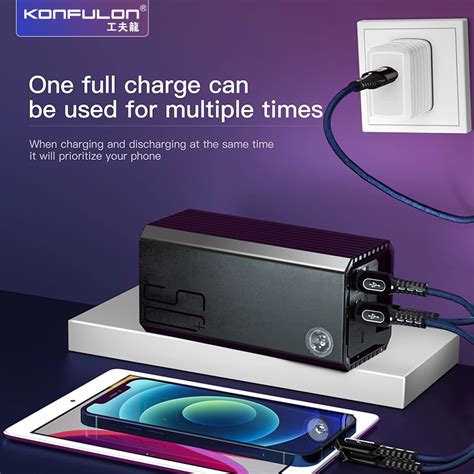 Konfulon Power Bank Banque D Alimentation Portable Haute Capacit