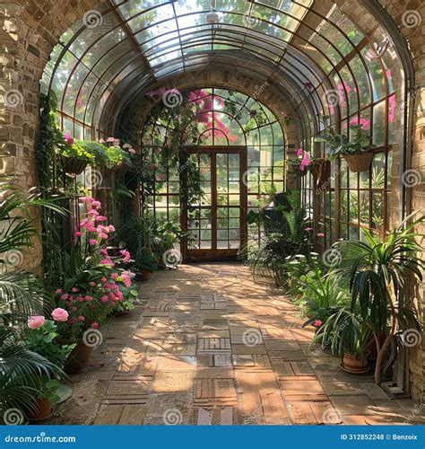 Victorian Greenhouse with a Collection of Exotic Plants and Flowers ...