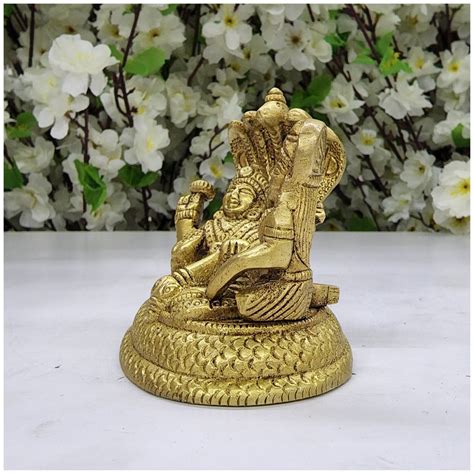 Lord Vishnu Goddess Lakshmi Sitting On Anant Nag Brass Etsy