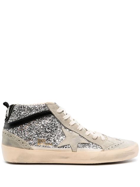 Golden Goose Mid Star Glitter Sneakers | Grey | FARFETCH TR