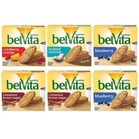 belVita Breakfast Biscuits Variety Pack, 4 Flavors, 6 Boxes of 5 Packs (4 Biscuits Per Pack ...