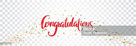 Congratulations Sign Letters Banner With Gold Confetti Stock Illustration Download Image Now