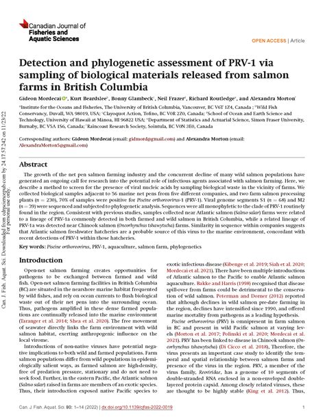 Detection And Phylogenetic Assessment Of PRV 1 Via Sampling Of