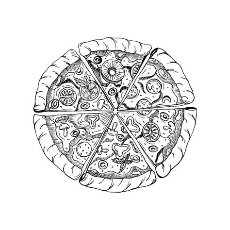 Vector Illustration Of Italian Pizza A Hand Drawn Sketch Of A Pizza