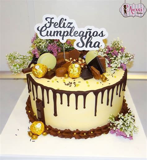 Tarta Drip Cake Flores Naturales Y Topper Sin Fondant Tartas