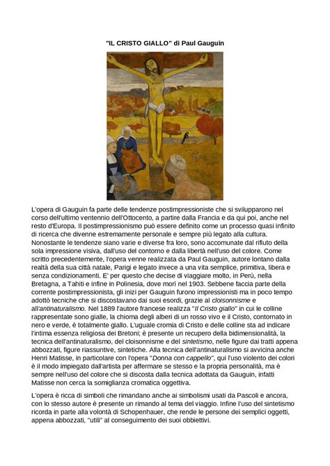 Paul Gauguin E Il Cristo Giallo Guide Progetti E Ricerche Di