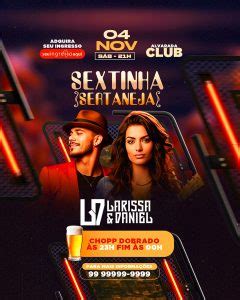 Flyer Sextinha Sertaneja Larissa Daniel Chopp Dobrado Social Media