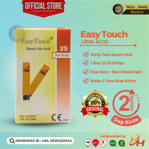 Jual Easy Touch Urin Acid Strip Test Asam Urat Isi Strips