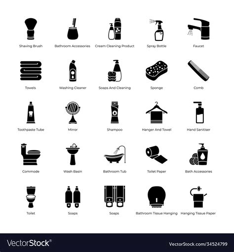 Bathroom Accessories Icons Set Royalty Free Vector Image