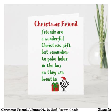 Christmas Friend, A Funny Merry Christmas Poem Card | Zazzle ...