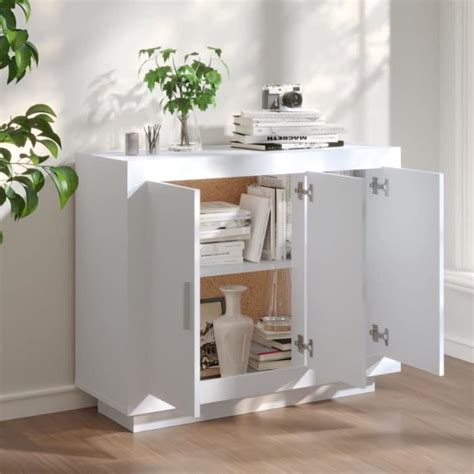 Zerodis Buffet Blanc X X Cm Bois D Ing Nierie Hb Cdiscount Maison