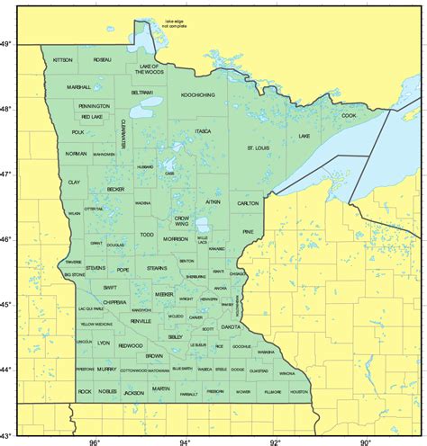 Counties Map of Minnesota - MapSof.net