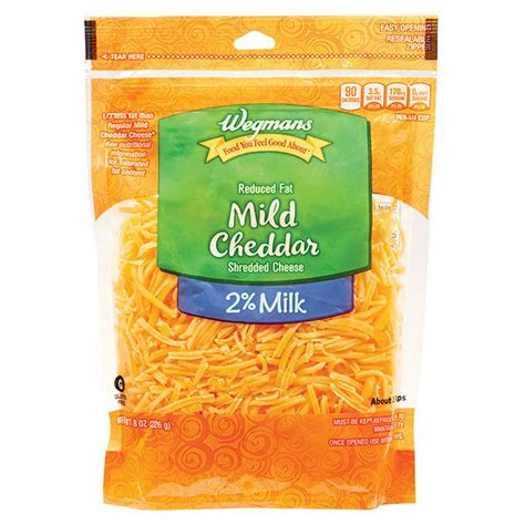 Wegmans Reduced Fat Fancy Shredded Milk Mild Cheddar Shredded Cheese