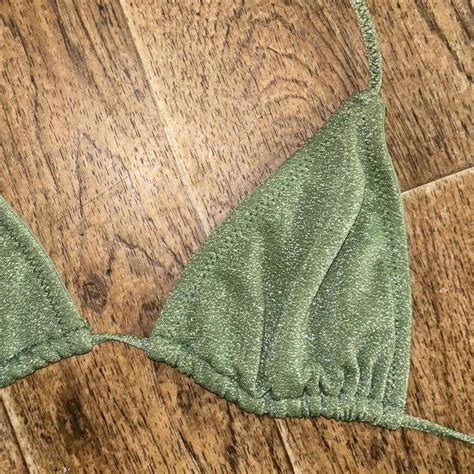 Small Sparkle Green Traingl Bikini Set On The Depop