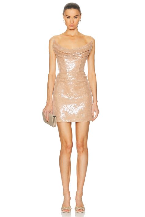 MACH MACH Sequin Corset Mini Dress In Nude FWRD