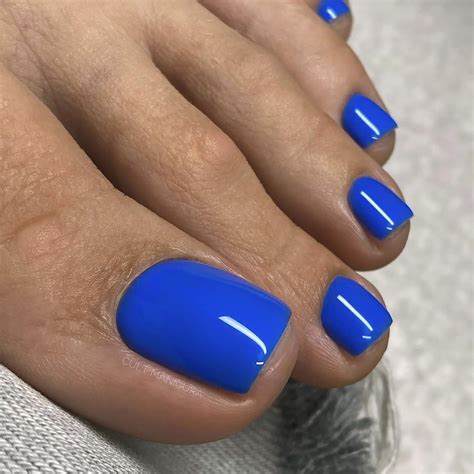 Jaozuyard Blue Press On Toes Nails Short Fake Toenail Square Acrylic False Toenails