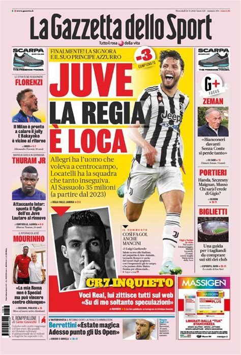 Capa La Gazzeta Dello Sport 18 Agosto 2021 Capasjornaispt