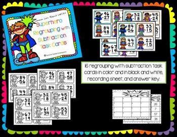 Superhero Regrouping With Subtraction Task Cards By Second Grade