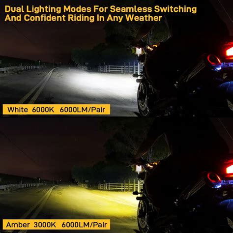 Loyo 60w Led Motorcycle Driving Lights With Amber White Dual Color Loyolight