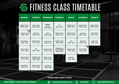 Timetable — Premier Gym Fitness