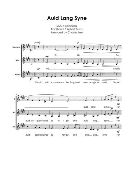 Auld Lang Syne Saa A Cappella Trio By Robert Burns Digital Sheet