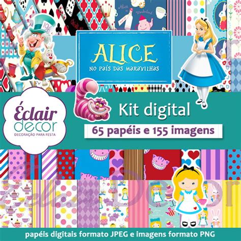 Kit Digital ALICE NO PAÍS DAS MARAVILHAS Elo7