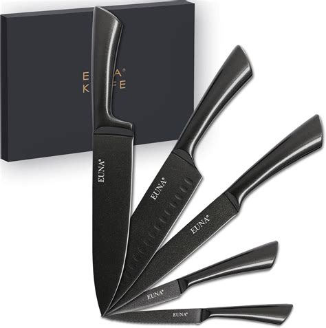 EUNA 5 PCS Kitchen Knife Sets Professional Sharp Knives Set With Cover