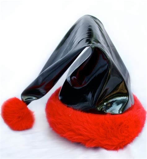 Black and Red Gothic Santa Hat Faux Fur and by BanditoRockabilly