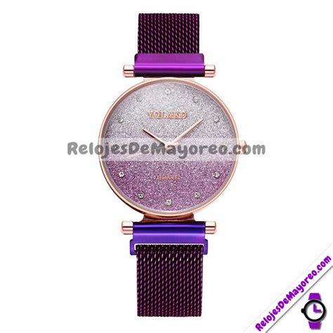 Reloj Diamantes Morado Extensible Mesh Im N Degradado R Relojes