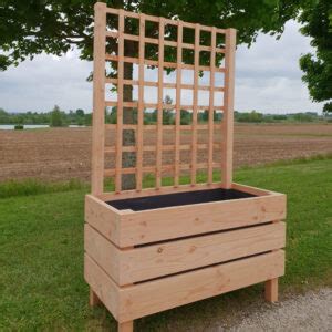 Jardinière rectangulaire en bois avec treillis La Jardinière Française