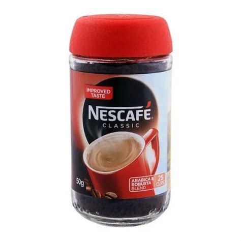 Dark Brown Plain Nescafe Classic Coffee Powder Packaging Size Glass