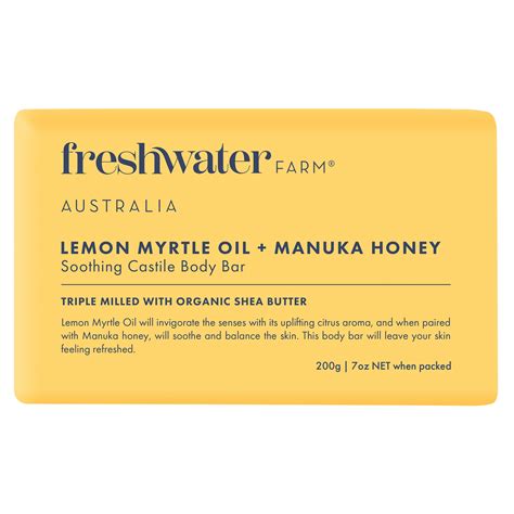 Freshwater Farm Lemon Myrtle Manuka Honey Soothing Castile Body Bar