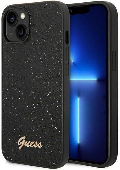 Guess Glitter Flakes Metal Logo Case Etui Iphone Czarny Etui Na