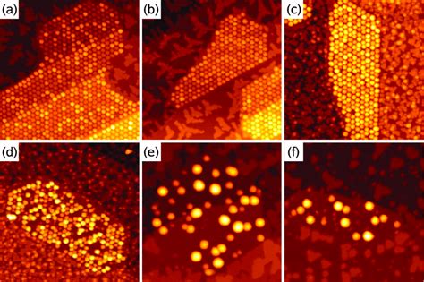 4 STM Topographs Of Ir 111 With Graphene Flakes After Deposition Of An