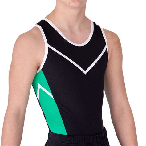 AARON BV695 :- Boys gymnastics leotard in Black, White and Green - A ...