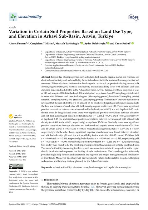 Pdf Variation In Certain Soil Properties Based On Land Use Type And