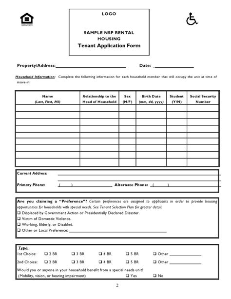 Free Rental Application Templates Forms Word Pdf