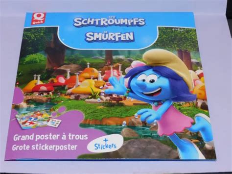 LES SCHTROUMPFS Grand Poster A Trou Avec Stickers Quick 2023 EUR 2