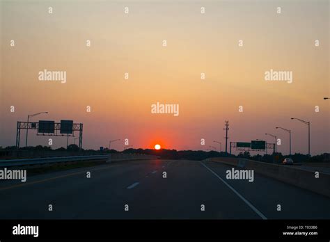 Freeway Sunset Evansville Indiana Stock Photo Alamy