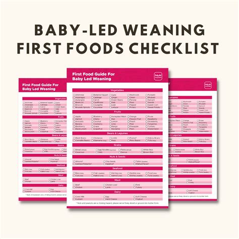 Babys First 100 Foods Chart Baby-led Weaning First Foods Checklist Baby