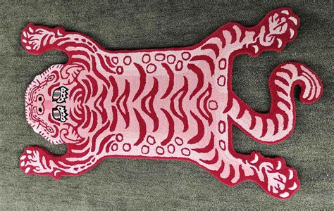 Tibetan Tiger Pink Multi Red Rug 3x5 Feet Creative Pattern Etsy