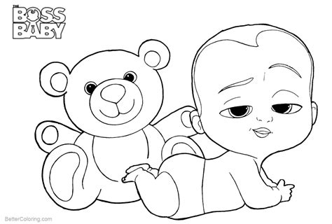 Boss Baby Coloring Pages With His Bear Free Printable Coloring Pages