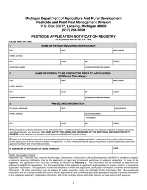 Fillable Online Mich Pesticide Application Notification Registry