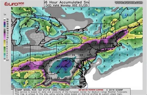 EURO Model Snow Map for Friday-Monday : weather