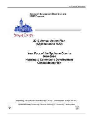 Fillable Online Spokanecounty 2013 Annual Action Plan Application To