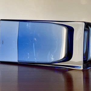 Vintage Krosno Cobalt Blue Rectangular Art Glass Vase Postmodern Design