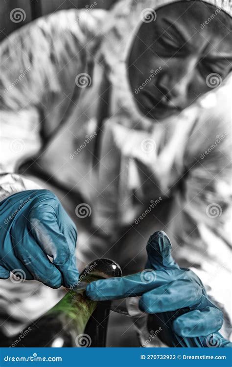 Forensic Detective Examining Crime Scene Stock Photo Image Of Sign